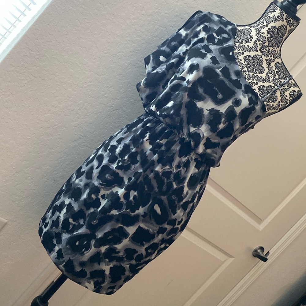 Asymmetrical Animal Print Mini Dress